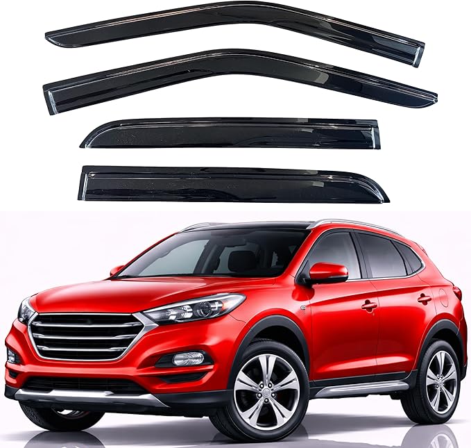 KPY Rain Guards Fit for 2010-2015 Hyundai Tucson, Out-Channel Window Visors Vent Wind Deflectors 4PC, Car Accessories for 10-15 Tucson