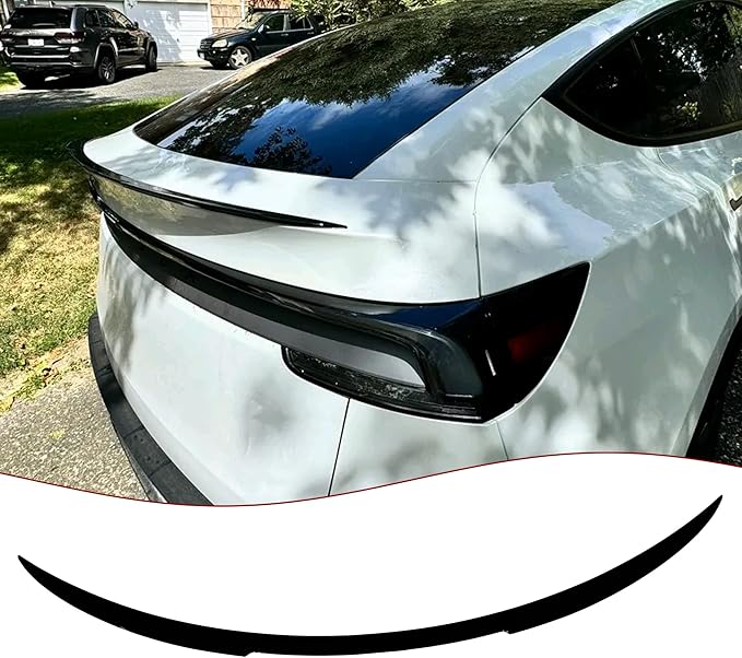 STSEV01 Rear Spoiler Fit for Tesla New Model Y Juniper 2026, Sporty V-Style Performance Appearance Type Wing, Trunk DeckLid Lip Exterior Accessories, Tape Installation (Glossy Black)