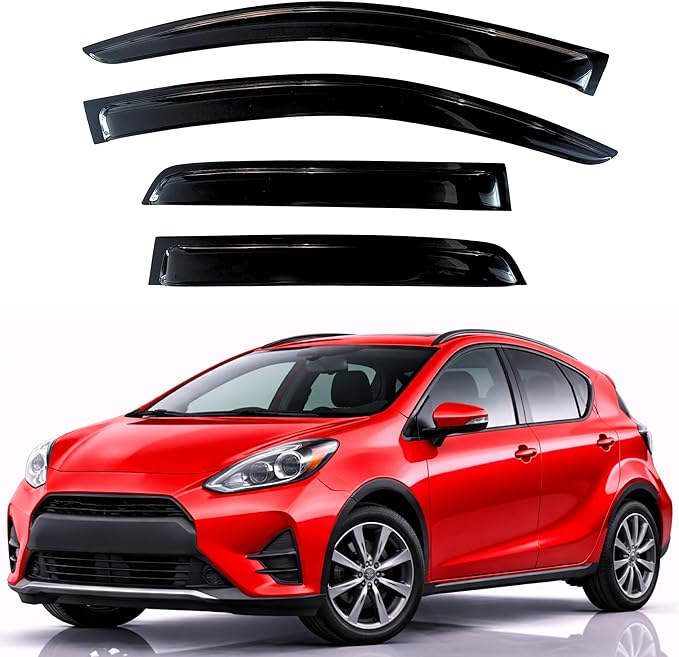 KPY Rain Guards Fit for 2012-2019 Toyota Prius C, Out-Channel Window Visors Vent Wind Deflectors 4PC, Car Accessories for 12-19 Prius C (Prius C Model Only)