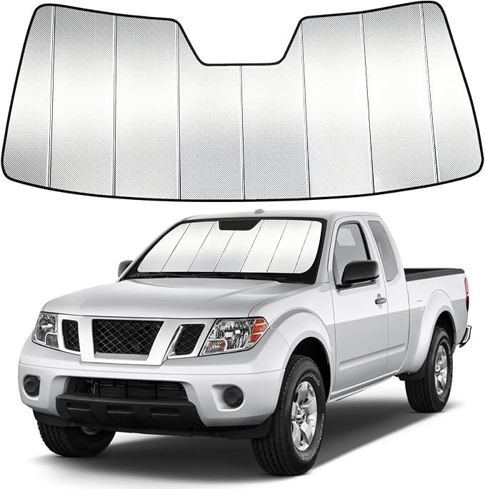 Windshield Sun Shade Custom Fit for Niss-an Frontier 2005-2021, Accordion Folding Thick Window Sunshade Block Heat 99% UV Rays Sun Visor Keep Cooler Car Accessories