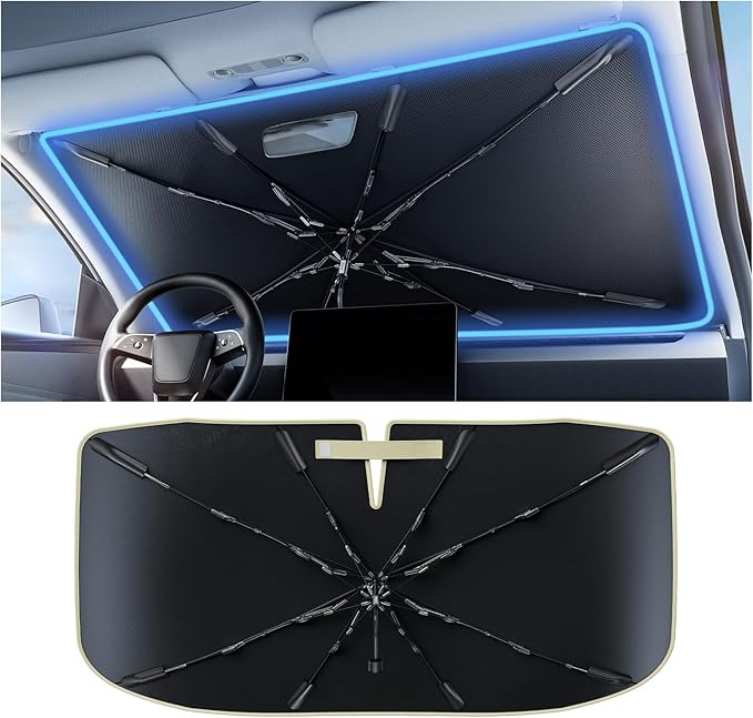 Windshield Sun Shade Umbrella for BMW - [Vinyl Coating Heat Shield] Protect Car from Sun Rays & Heat Damage Keep Cool and Protect Interior