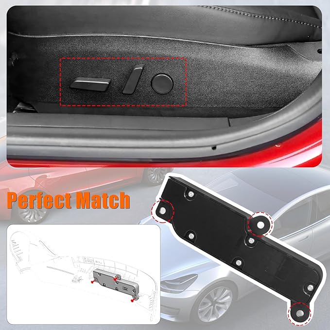 Compatible with Tesla Power Seat Control Switch with Button Cover Model 3 Model Y 2017-2020, Front Left Driver Side Seat Controller Backrest Cushion Adjuster Switch for Tesla Accessories