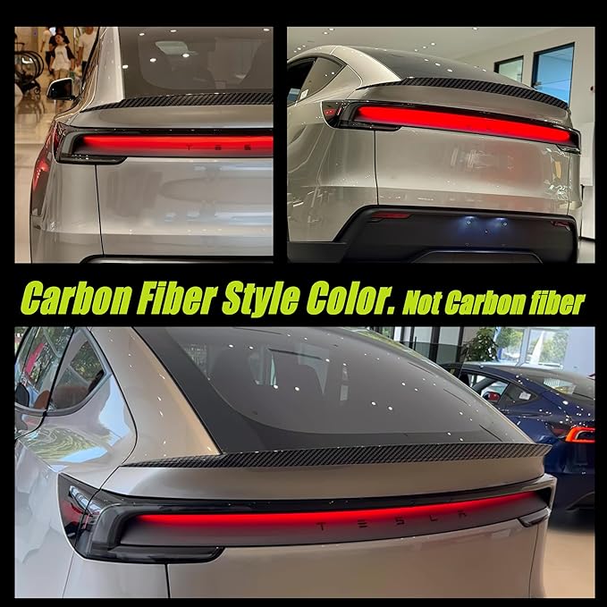 STSEV01 Rear Spoiler Fit for Tesla New Model Y Juniper 2026, Model YL-Style Performance Type ABS Wing Sporty Appearance, Trunk DeckLid Lip Exterior Accessories, Tape Installation(Carbon Fiber Style)