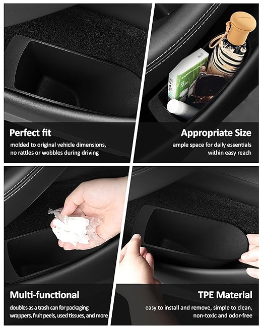 for New Tesla Model 3 Highland 2025 2024 Front Door Pocket Insert Trash Can, Model 3 Accessories Side Door Storage Organizer