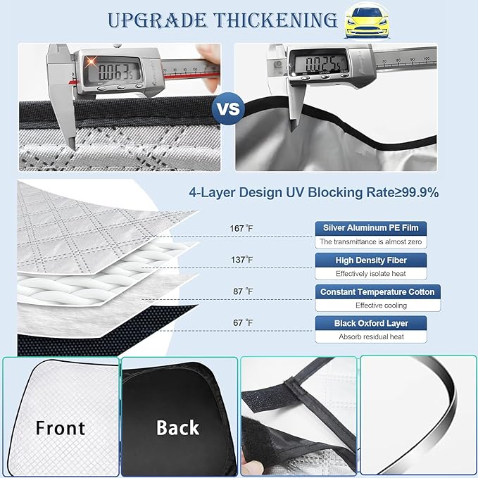KMF 10pcs Thicken Sun Shades for Volvo XC90 2016-2025 Accessories, Full Car Window Covers Sunshade for Windshield Side Rear, UV Block and Blackout Protect Privacy for Car Camping