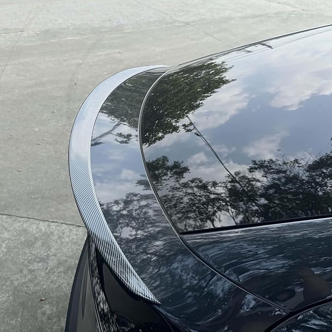STSEV01 Rear Spoiler Fit for New Tesla Model Y Juniper 2026, Upgraded Sporty Performance OEM Appearance Type, Rear Trunk Lip Wing Exterior Accessories, Tape Installation (Carbon Fiber Style)