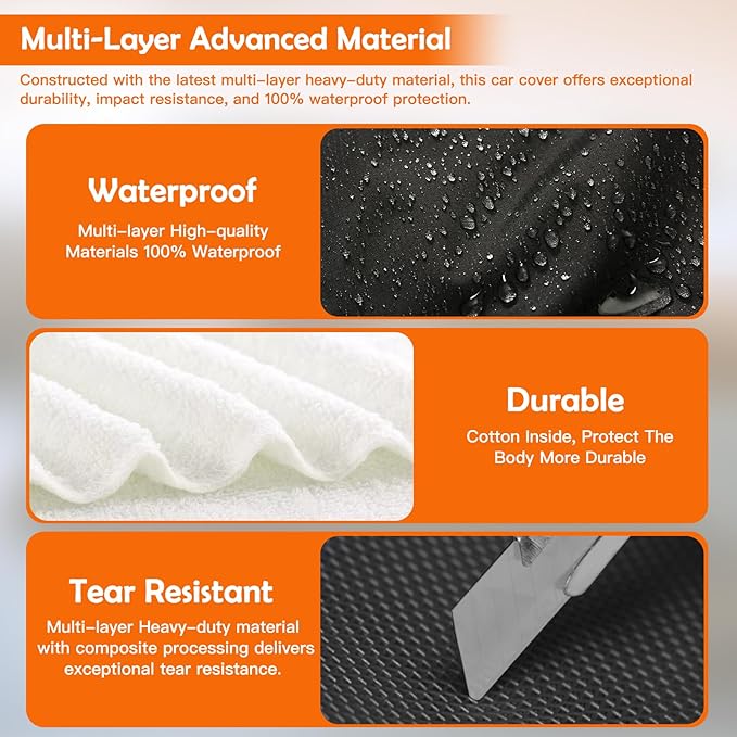 Car Cover for Benz-GLE350/GLE450/GLE43/GLE53/GLE63 2015-2026, Multi-Layer Automobiles Covers Waterproof All Weather with Zipper Door, Sun Rain Snow Dust Protection