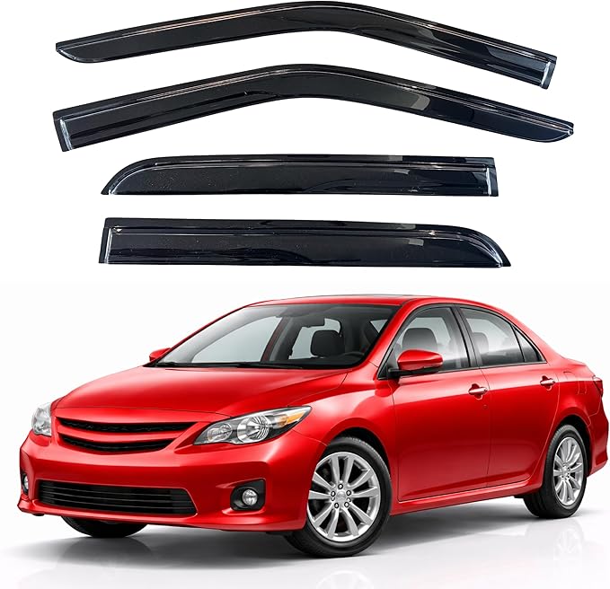 KPY Rain Guards Fit for 2009-2013 Toyota Corolla, Out-Channel Window Visors Vent Wind Deflectors 4PC, Car Accessories for 03-08 Corolla