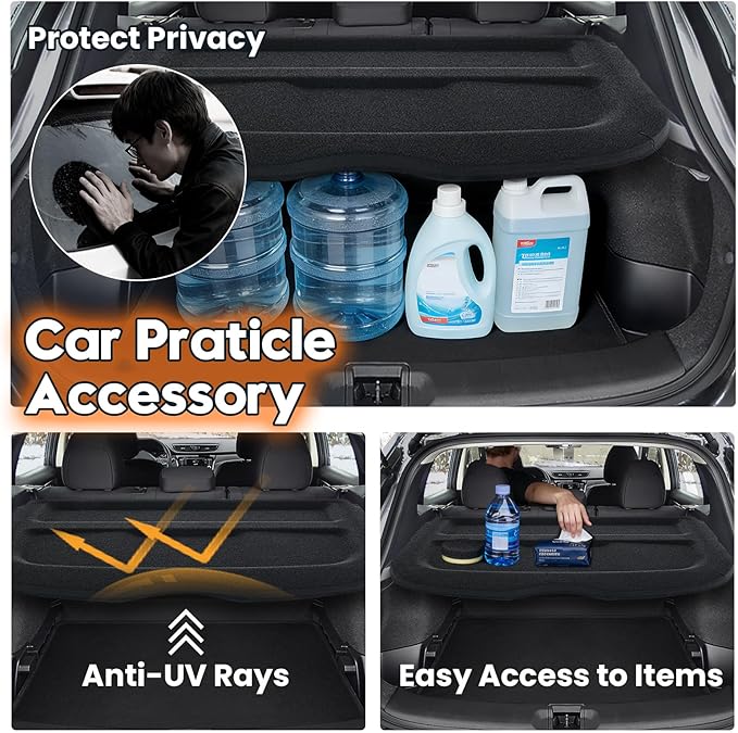 Powerty Cargo Cover for Nissan Rogue Sport 2017-2023 Accessories Trunk Security Shield Shade Black (Not for Nissan Rogue)