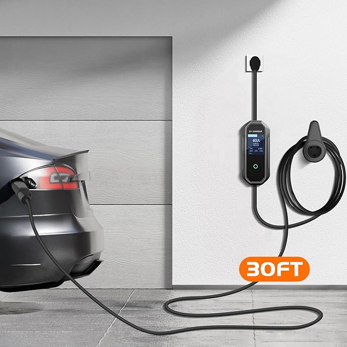 Tesla 40Amp Level 2 Electric Vehicle Charger,110-250V, NACS, NEMA 14-50 Plug, 30ft Extension Cord, for Tesla Models 3/Y/S/X
