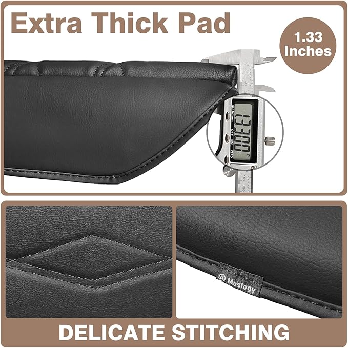 Muslogy Center Console Armrest Cover Fit for Volkswagen Atlas & Cross Sport 2024-2026 Accessories, Comfort Armrest Pad Console Lid Cushion Vegan Leather 1-Inch Extra Thick