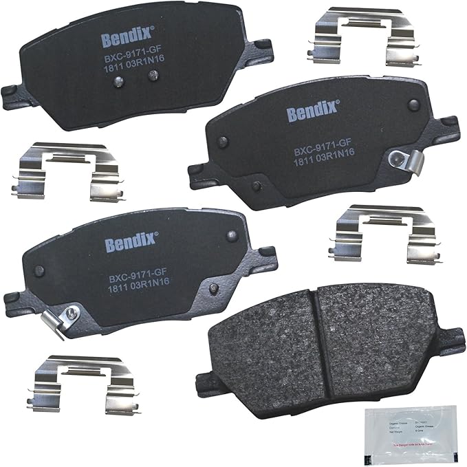Bendix Priority1 CFC1811 Ceramic Front Brake Pads for Fiat 500X 2021-2016, Jeep Compass 2022-2017, Renegade 2021-2015