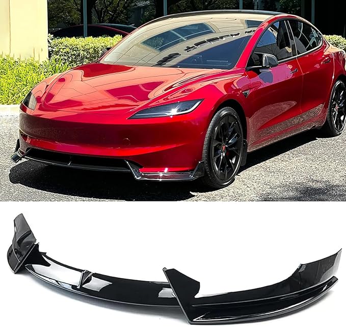 Front Bumper Lip Splitter Spoiler for 2017-2023 Tesla Model 3 Front Lip Air Dam Chin Spoiler Body Kit for Model 3 Accessories (Glossy Black)