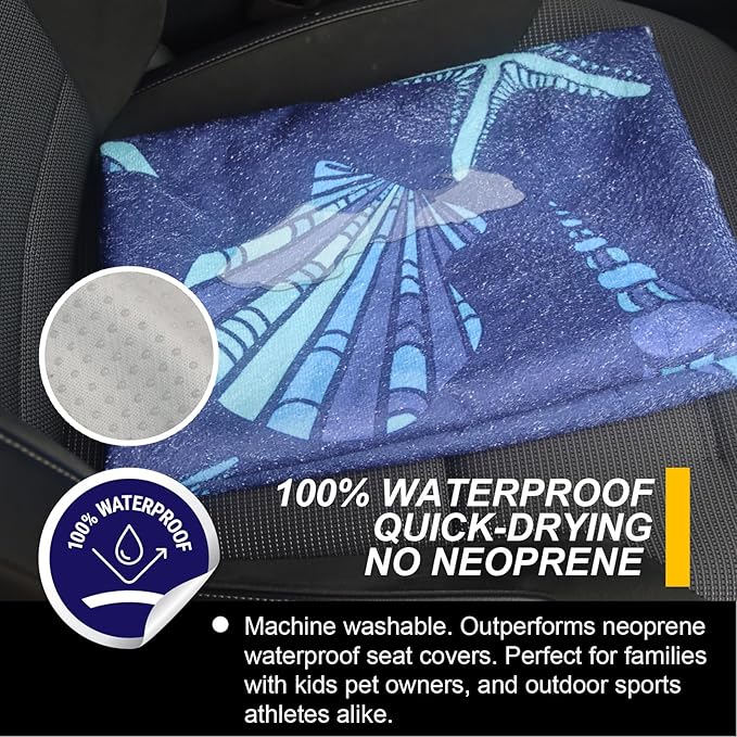 Back Seat Cover for Car Trucks Van SUV,Waterproof Rear Bench Towel Seat Covers for Dogs and Kids,Automotive Backseat Protector (Conch Shells Starfish)