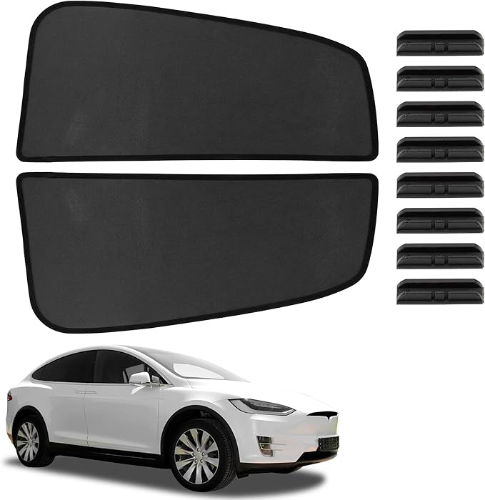 Unifizz Car Window Shades, 2 Pack Tesla Model x Car Side Window Sun Shades, UV Protection Breathable Mesh Baby Window Covers, Privacy Protect for Kids,Family,Pets,Black (34.65""x16.93"")