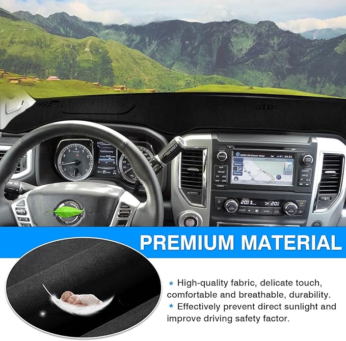 Autorder Dashboard Cover Mat for 2016-2024 Nissan Titan Accessories Dash Cover Flannel Dash Mat Sunshade Glare UV Rays Protector