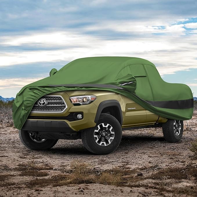 Heavy Duty Outdoor Car Cover Compatible with 2016-2026 Toyota Tacoma,Waterproof All Weather for Automobiles, Outdoor Full Cover Rain Sun UV Protection with Zipper Cotton