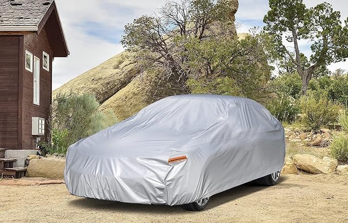 Kayme 6 Layers Car Cover Custom Fit for BMW 6 Series 640i 650i M6 (2003-2025) Waterproof All Weather for Automobiles, Outdoor Full Cover Rain Sun UV Protection.Silver