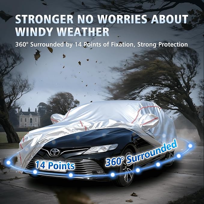 Car Cover Waterproof All Weather for Toyota Camry, 30 S Quick Install Underbody Wrap-Around Mount Car Covers for Automobiles