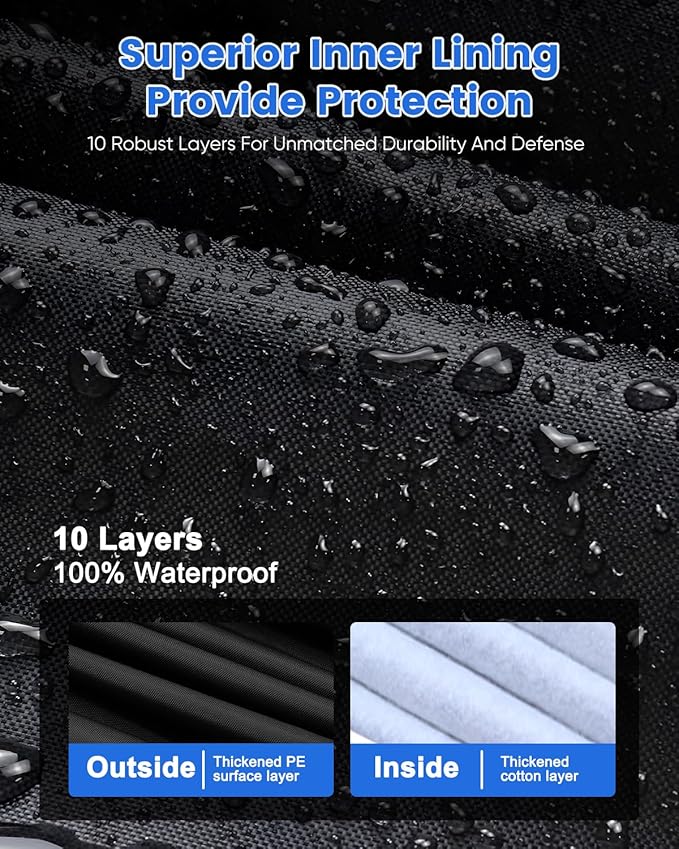 NOVSIGHT Pickup Truck Cover Waterproof, Heavy Duty 10-Layer All Weather Cover with Windproof Straps, Fits 232-242 in Full-Size Trucks, for F150 Silverado 1500 Sierra 1500 Ram 1500