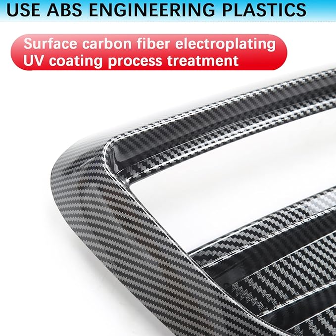 yhcdsea for 2020-2024 Tesla Model Y Front Fog Light Cover Trim Eyebrow Frame Decorative Accessories (Glossy Carbon Fiber Pattern)