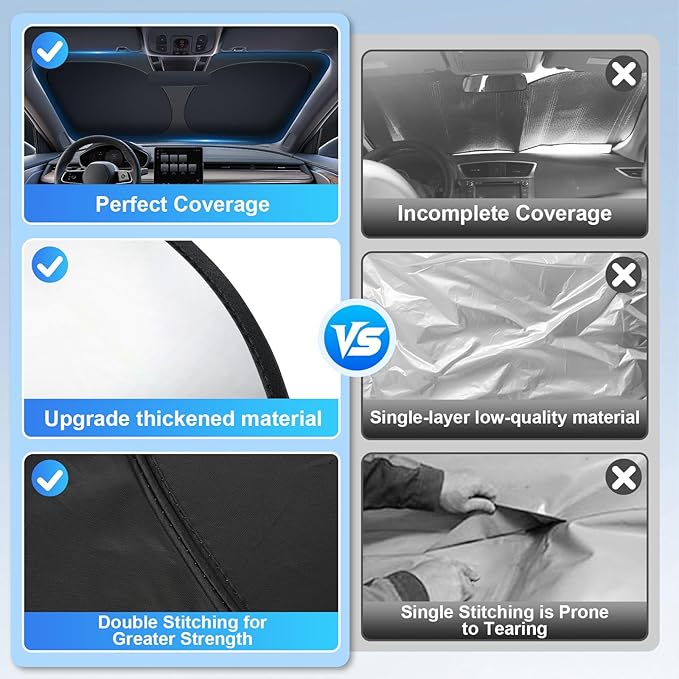 JUSTTOP Windshield Sunshade for Honda Civic 2022-2026 | Easy-Fold Civic Windshield Sun Shade, Car Interior Accessories | 300T Upgraded Heat & UV Reflective Sunshade for Car Windshield