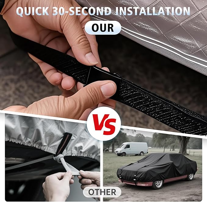 Car Cover, 360° Underbody Wrap Design, All-Weather Waterproof Car Cover, Suitable for Sedans, Vehicle Body Length 186 to 193 in