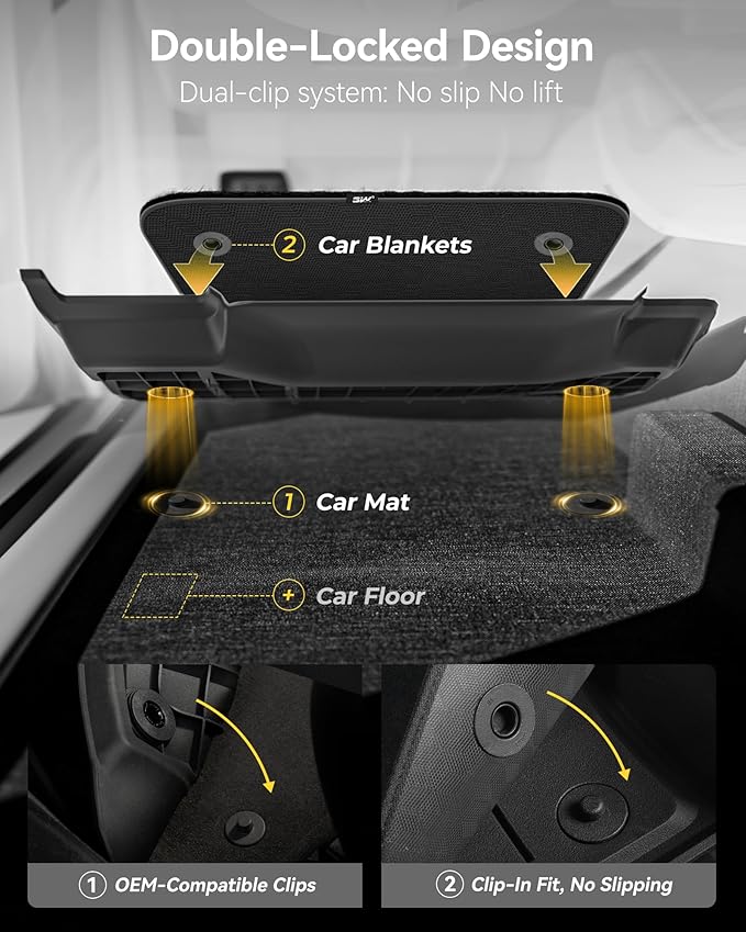 3W Tesla Model Y Juniper Floor Mats with Carpets, Metal Pedal, Double Layer, All Weather TPE Waterproof Custom Fit Automotive Car Floor Liners, Vigormold™