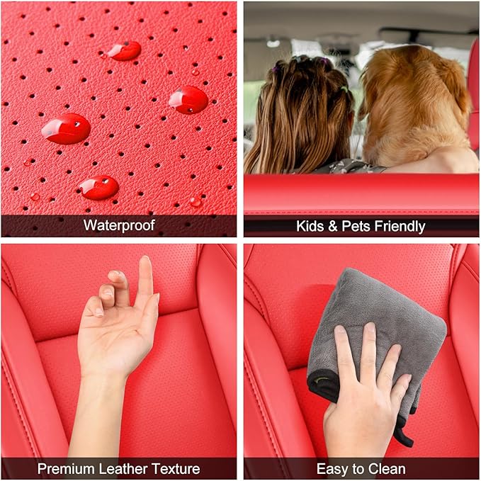 2024-2025 Tesla Model 3 Highland Upgraded Car Seat Covers Nappa Leather Car Interior Airbag Compatible Cushion Cover Full Set Custom Fit Model 3, Nappa Bright Red