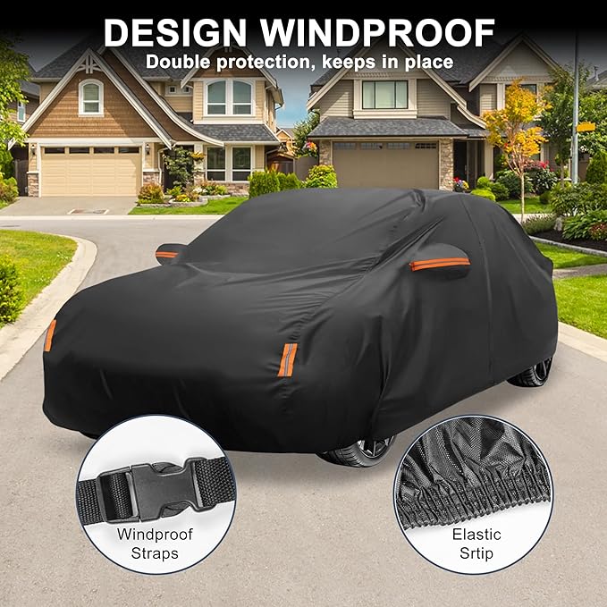 X AUTOHAUX Car Cover for Honda Accord Sedan/Coupe 210D-PU Outdoor Full Car Cover All Weather with Door Zipper for Waterproof Windproof Sun Rain Snow Protection