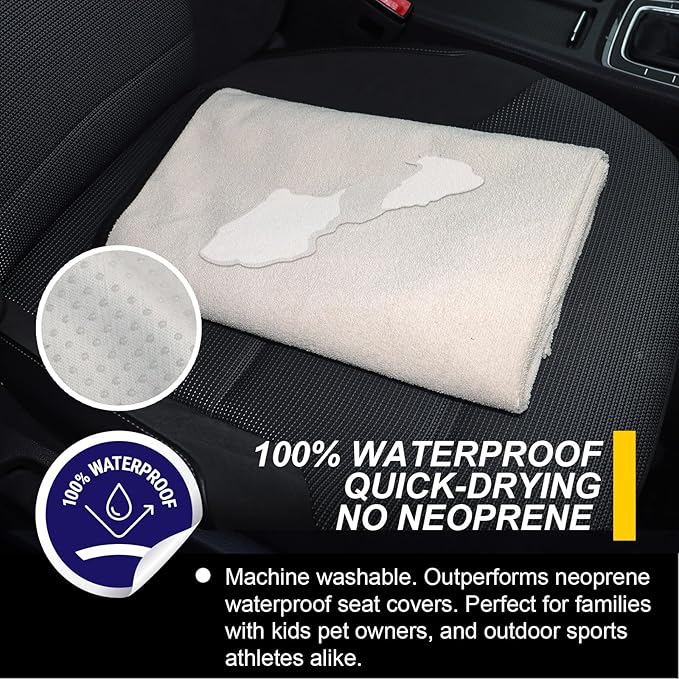Back Seat Cover for Car Trucks Van SUV,Waterproof Rear Bench Towel Seat Covers for Dogs and Kids,Automotive Backseat Protector (Off-White)