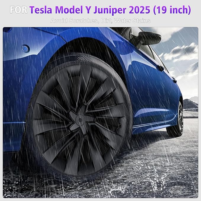 19 Inches Wheel Covers for 2025 2026 Tesla Model Y Juniper, Hub Protection Accessory, Replacement for Tesla Model Y 2025 Rim Protector, ABS Hubcaps 1-Piece