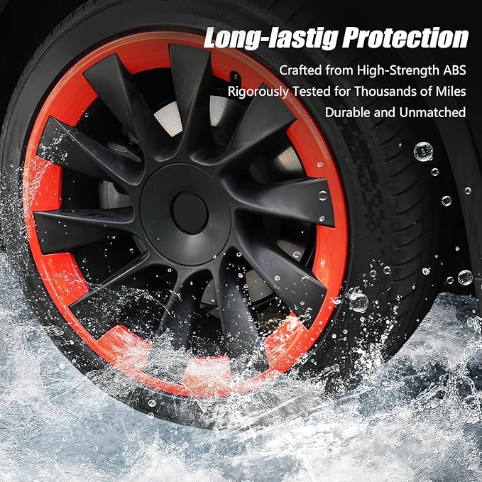 Wheel Rim Protect for Tesla Model Y 20" (2020-2024), Easy-Install Hubcaps Wheel Cover, Scratch-Resistant Car Tire Trim Rings, Stylish Design for Induction Wheels, Tangerine 4Pcs Model Y Accessories