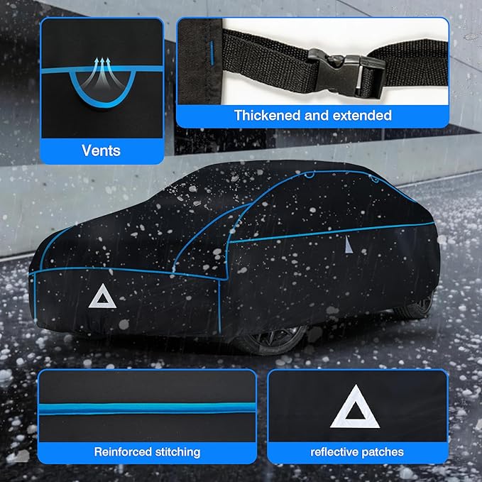 Hail Protector Car Cover for Sedan(Length:195-208inch) + Gift Windshield Sunshade, Multi-Layered EVA Hail Proof Car Cover, Padded Car Hail Protector Blanket for ES350, Models, Avalon, Impala etc.