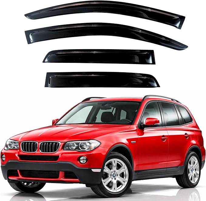 KPY Rain Guards Fit for 2003-2010 BMW X3, Out-Channel Window Visors Vent Wind Deflectors 4PC, Car Accessories for 03-10 BMW X3