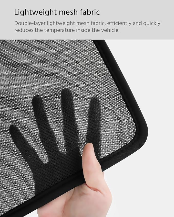Farmogo Sunshade Roof for Tesla Model 3 Highland Accessories 2024-2026 [No-Gaps & No Sagging] Thermal Insulation Mesh Roof Shade for Tesla Model 3 Accessories (2 of Set) (Black)