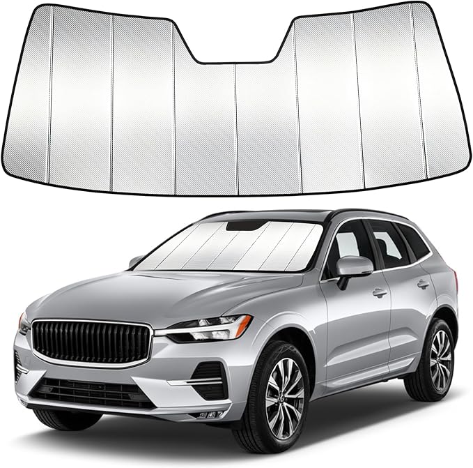 Windshield Sun Shade Custom Fit for Volvo XC60 2018-2026, Accordion Folding Thick Window Sunshade Block Heat 99% UV Rays Sun Visor Keep Cooler Car Accessories