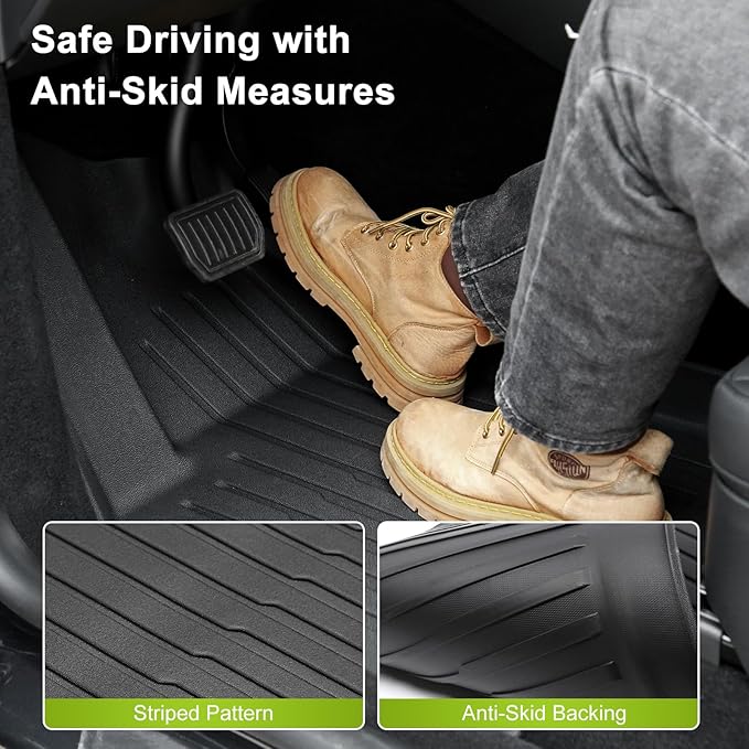 Floor Mats for 2025 2026 Tesla Model Y Juniper, 8PCS All Weather Full Set Cargo Liners Accessories, 3D TPE Odorless Floor Mat Trunk Frunk Rear Mats for 5-Seater(Not Fit 7Seat and Standard)