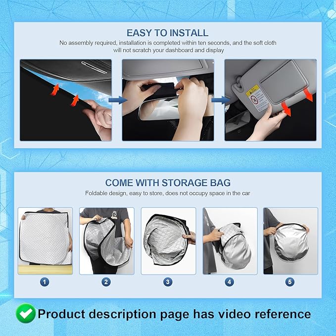 KMF 8pcs Thicken Sun Shades for Ford Fusion 2013-2021 Accessories, Full Car Window Covers Sunshade for Windshield Side Rear, UV Block and Privacy Blackout for Camping Outdoor