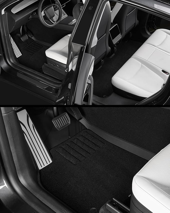 3W Tesla Model Y Juniper Floor Mats(not for Standard), Metal Pedal, Carpets Double Layer, 2025 2026 Model Y Acecessories, TPE All Weather Waterproof Custom Fit Liners, Vigormold™