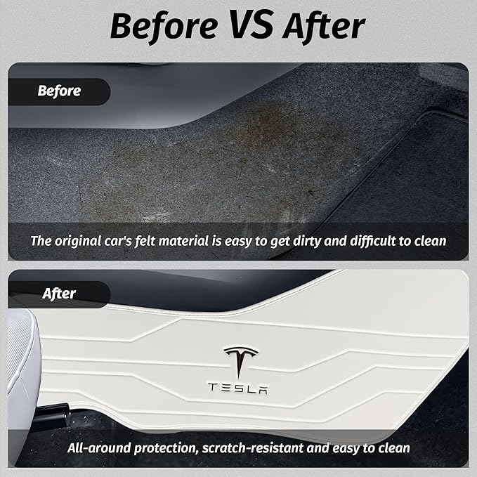 Center Console Leather Side Anti-Kick Mats(2 Pieces) Designed for Tesla Model 3 Highland(2024-2027),Waterproof, Dust Resistant, Front Seat Side Protector Cover White