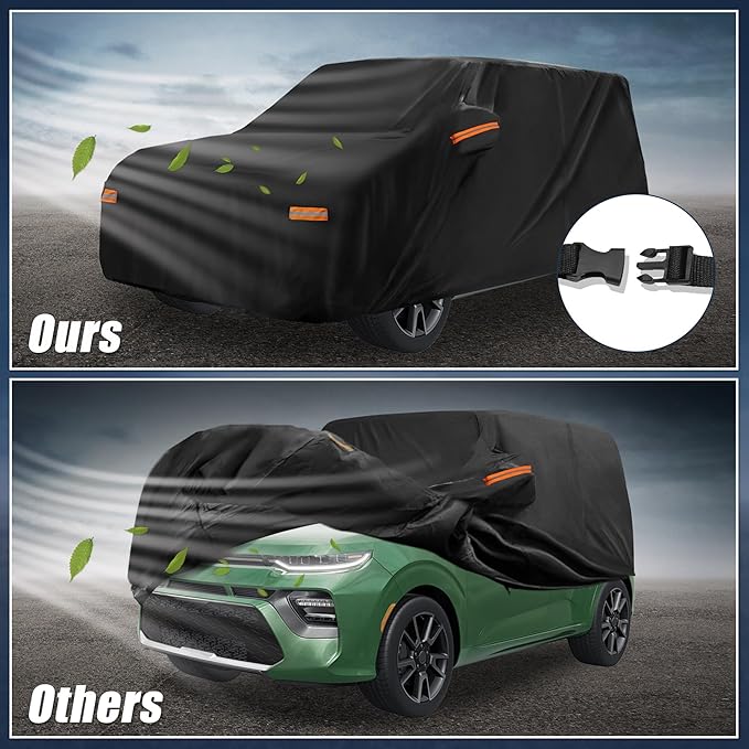 X AUTOHAUX Car Cover for Kia Soul 2009-2025 210D-PU Outdoor Full Car Cover All Weather with Door Zipper for Waterproof Windproof Sun Rain Snow Protection