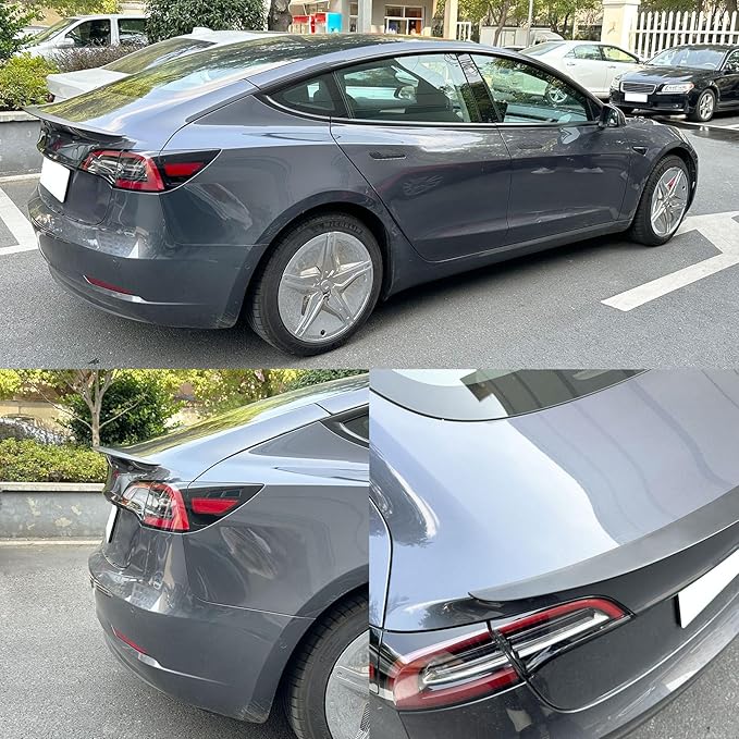 Spoiler Fit for Tesla Model 3 2017-2023, ABS Material OEM Original Rear Spoiler Wing Rear Trunk Lip, Matte Black Sporty Appearance Tesla Model 3 Accessories