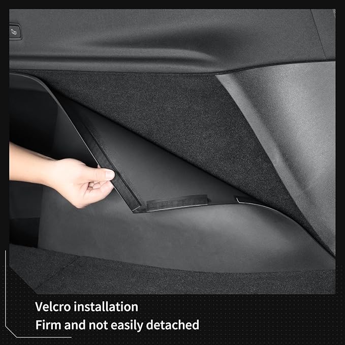 LUCKEASY Rear Trunk Side Full Protective Cover for Tesla Model Y Juniper 2026 2025 5 Seat TPE Rear Trunk Left & Right Inner Side Full Wrap Guards Cover Velcro Stick Cargo Side Pad Accessories Black