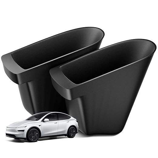for New Tesla Model Y Juniper 2026 Front Door Pocket Insert Trash Can, Model Y Accessories Side Door Storage Organizer 2PCS TPE