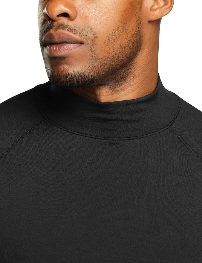 TSLA Men's Thermal Long Sleeve Compression Shirts, Mock/Turtleneck Winter Sports Running Base Layer Top
