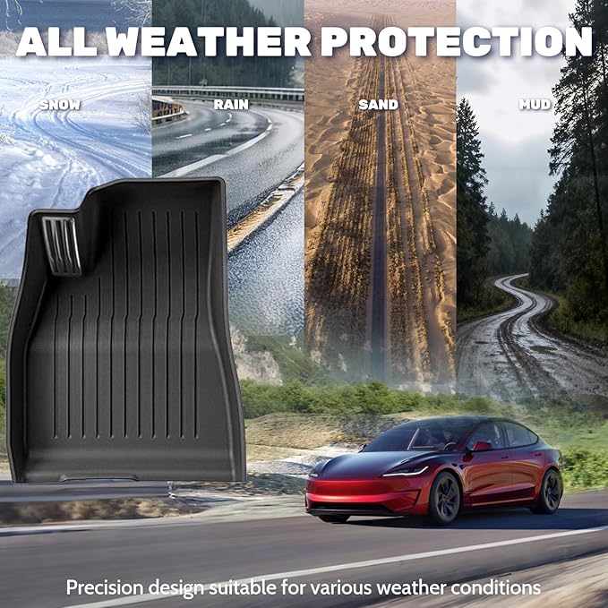 TPE Floor Mats fit for Tesla Model 3 Highland 2025 2024 All Weather TPE Cargo Liner Cargo Trunk Accessories and Cargo Trunk Mats Front Rear Cargo Mat Full Set