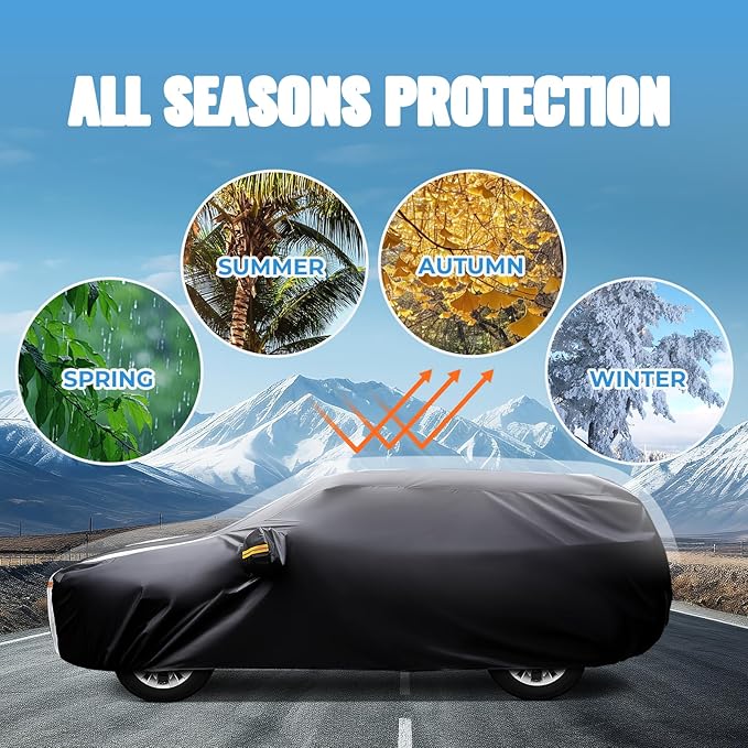 10 Layers Car Cover Custom Fit for Tesla H-RV 2020-2026 100% Waterproof All Weather Automobiles, Gift with Towel, Heavy Duty Car Covers for Rain Sun UV Protection with Door Zipper.