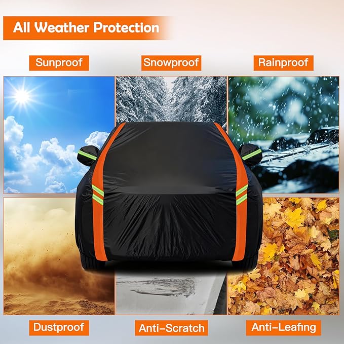 Car Cover for Subaru WRX/WRX STI/Impreza 2007-2026, Multi-Layer Automobiles Covers Waterproof All Weather with Zipper Door, Sun Rain Snow Dust Protection