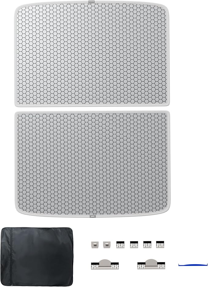 Tesla Model Y Glass Roof Sunshade 2020-2025, Advanced Nano Ice-Film Honeycomb Technology, Magnetic Easy Install Heat Shield, Superior IR Blocking, Zero Sag, High-Elasticity Anti-Wrinkle Fabric, Silver